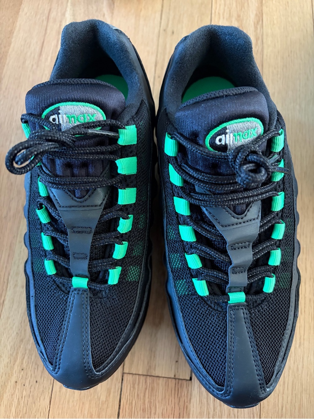 New Nike Air Max 95 BB Leather in Black/Green Shock/Black Size 6.5 Youth